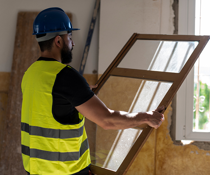 Worker installing new windows